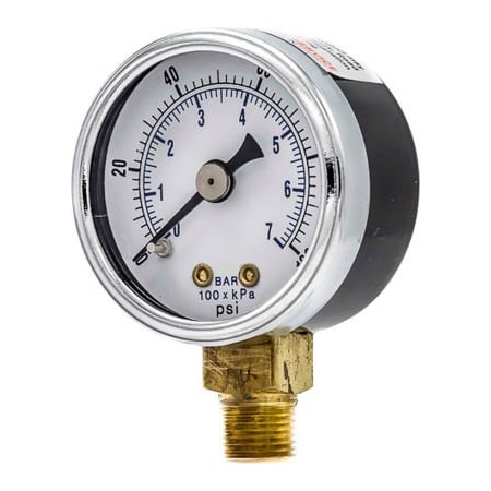 Engineered Specialty Products, Inc Pic Gauges 2" Utility Pressure Gauge, Dry Filled, 0/100 PSI Range, Lower Mount, 101D-204E 101D-204E